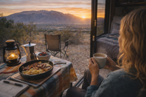 RV morning routine Albuquerque