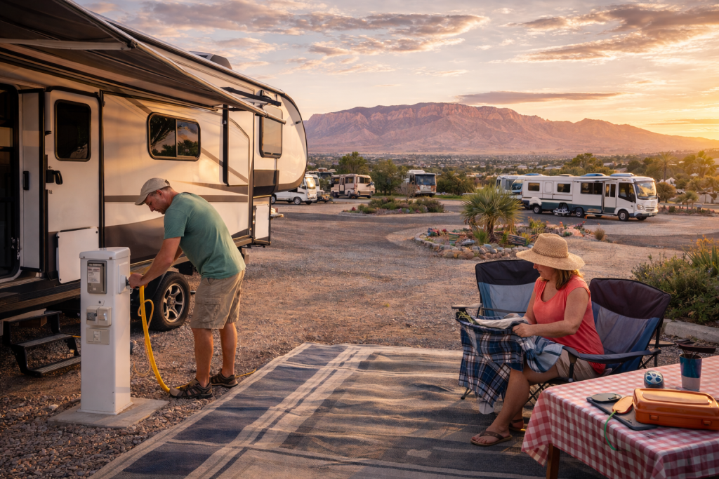 RV arrival checklist Albuquerque