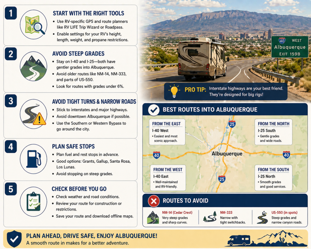 RV routes to Albuquerque