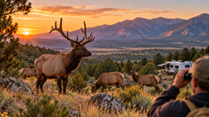 elk watching Manzano Mountains in albuquerque
